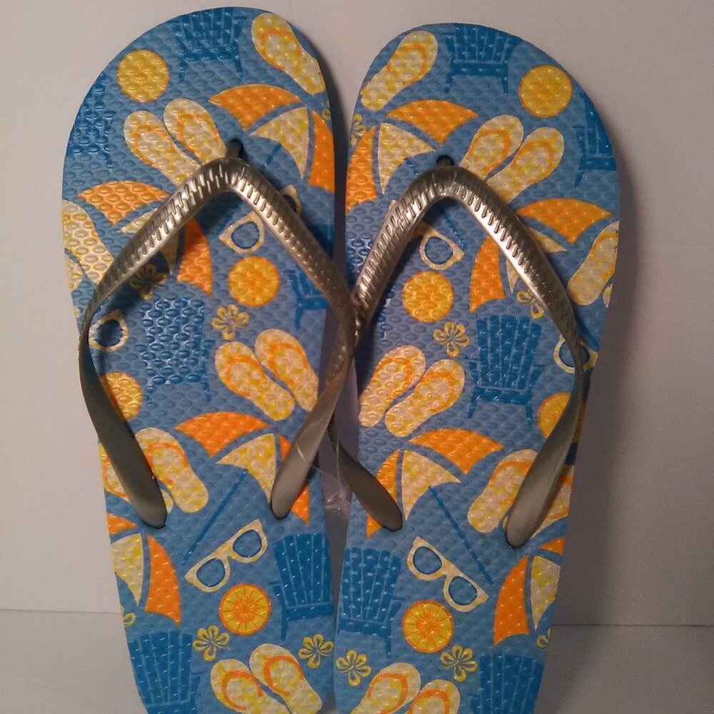 Juncture Women's Flip Flop Sandals Color Blue/Gray Size M 7/8 NWOT